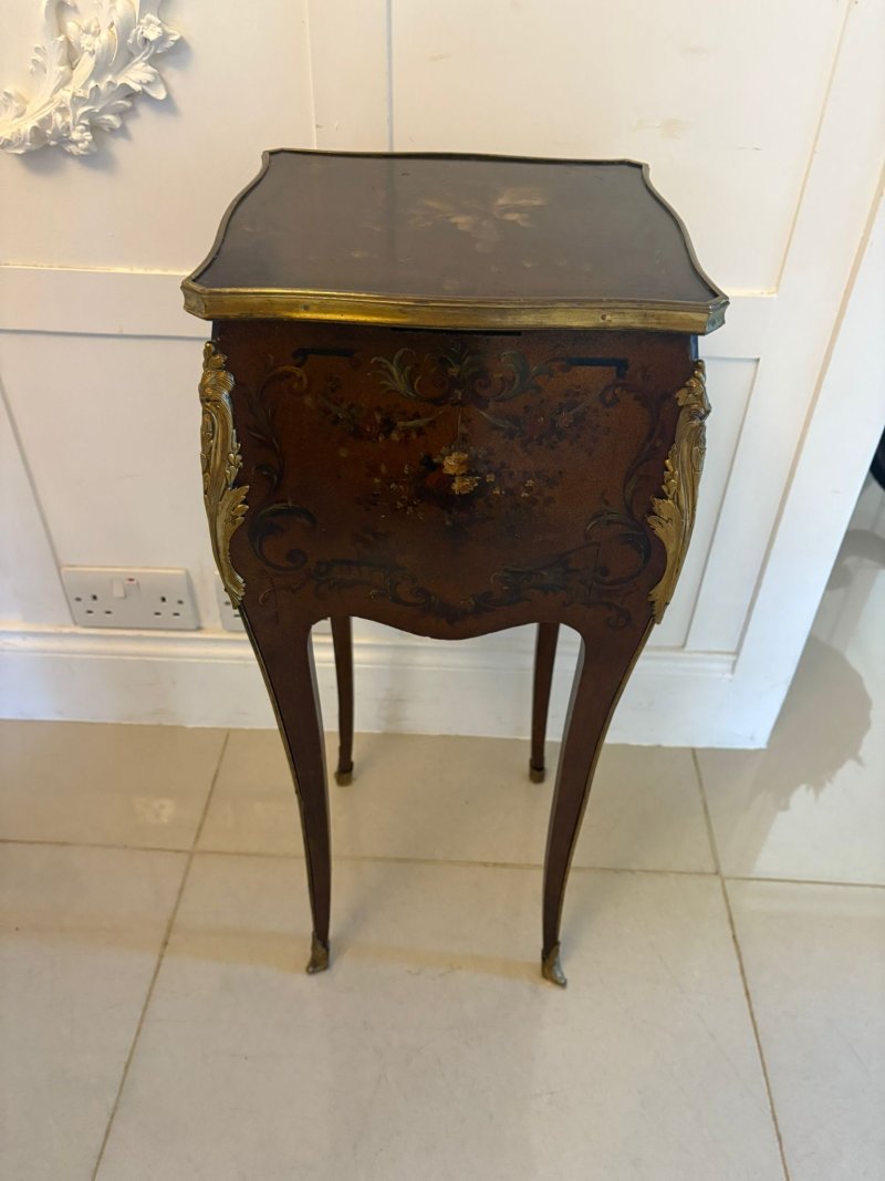 2802  Antique Victorian Quality French Lacquer Ormolu Mounted Jewellery Cabinet/Lamp Table - Image 10